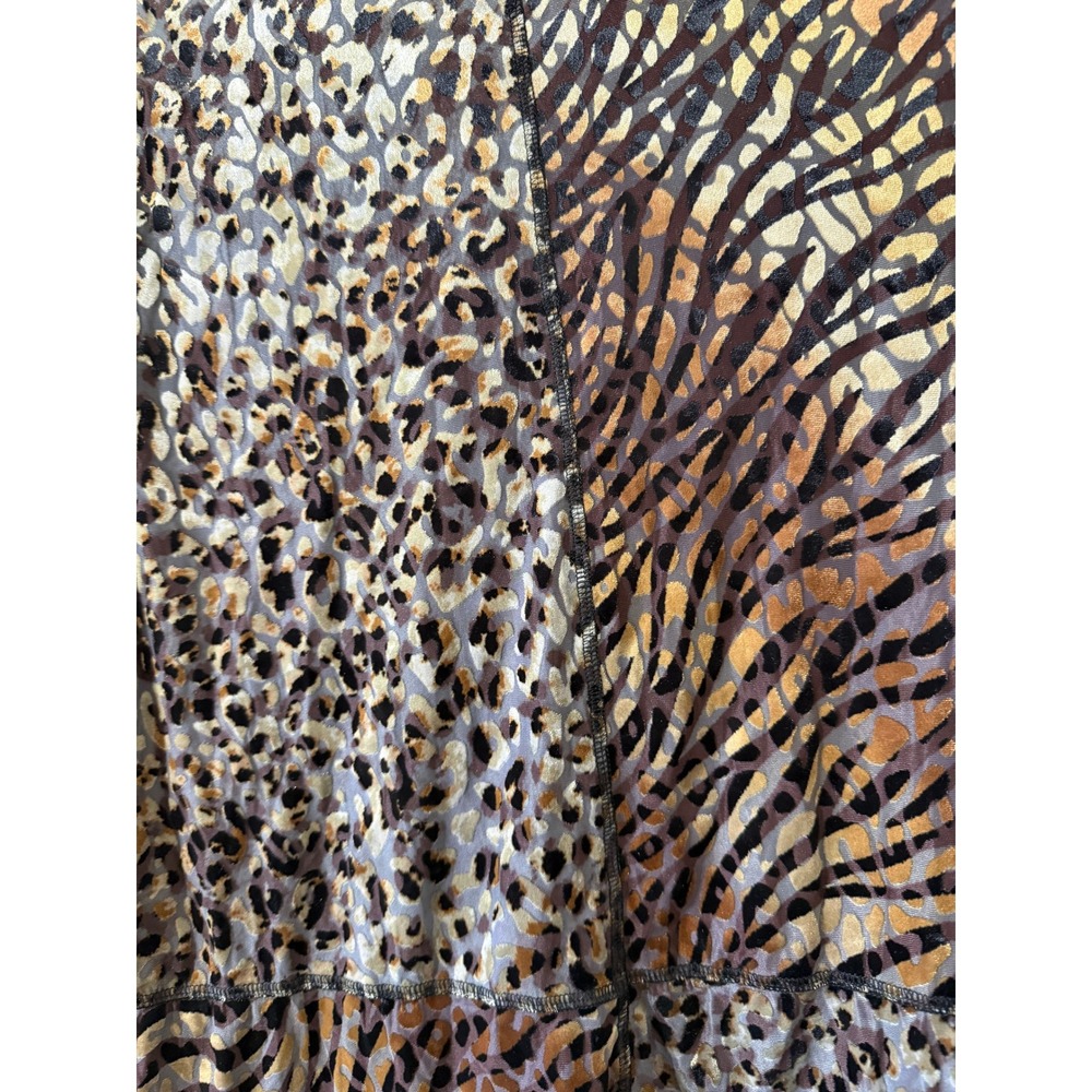 Ali Miles Womens Animal Print Burnout Velvet Button Front Tunic Top Brown Small - Picture 6 of 6